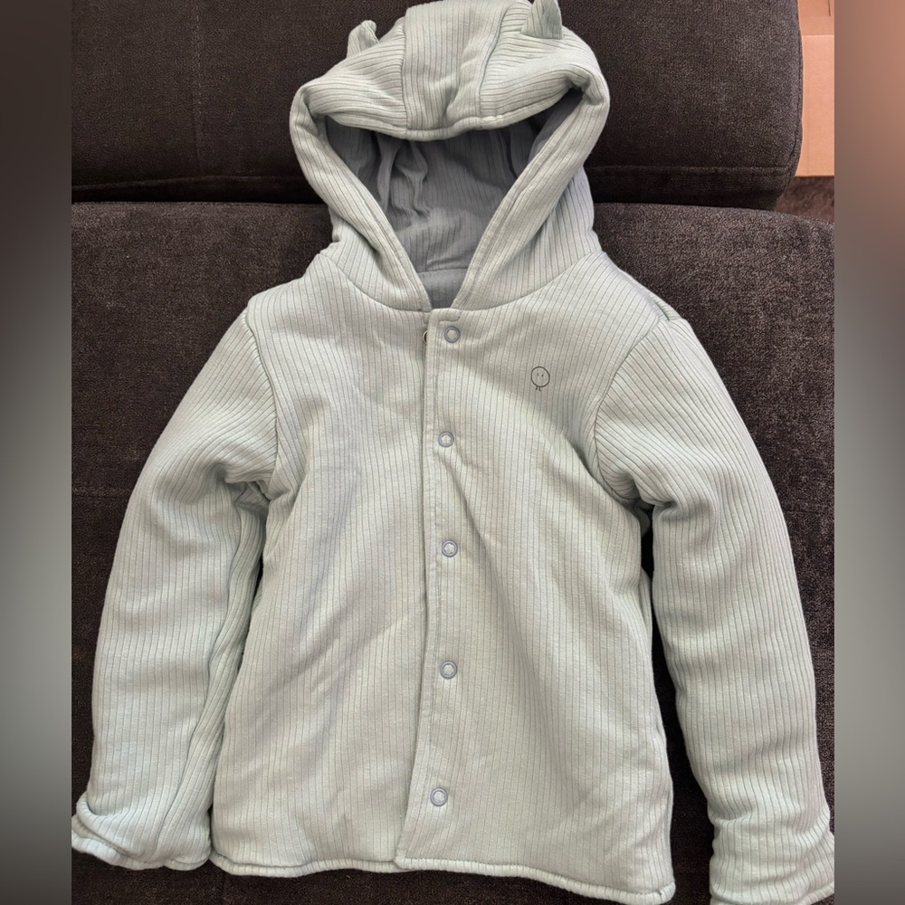 Ribbed Reversible Kids Raincoat - Sage Blue - Picture 5 of 7